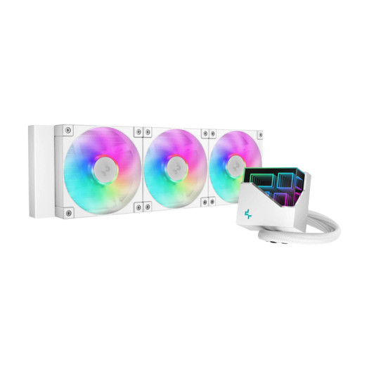 DeepCool LT360 ARGB Liquid CPU Cooler, 360mm Radiator, 3x FD12 ARGB Fan, 2400 RPM Fan Speed, 72.04 CFM Airflow, Hydro Bearing Type, Anti-Leak Technology, White | R-LT360-WHAMNC-G-1